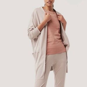 Pact Airplane Wrap Open Front Cardigan M/L Organic Cotton Relaxed Lounge Travel